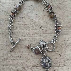 Brighton Silver Bracelet with Heart Charm and Beads